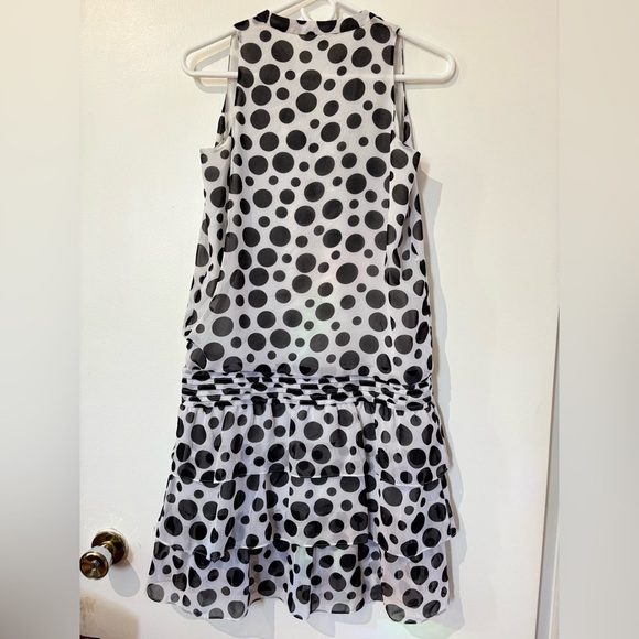 🎉4/30$🎉 Tristan Black and White Polka Dot Midi Dress PTP 19🖤🤍 - Picture 4 of 4